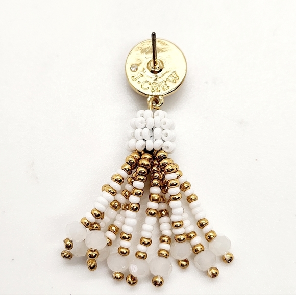 J. Crew White & Gold Tassel Earrings NWT - Picture 5 of 6